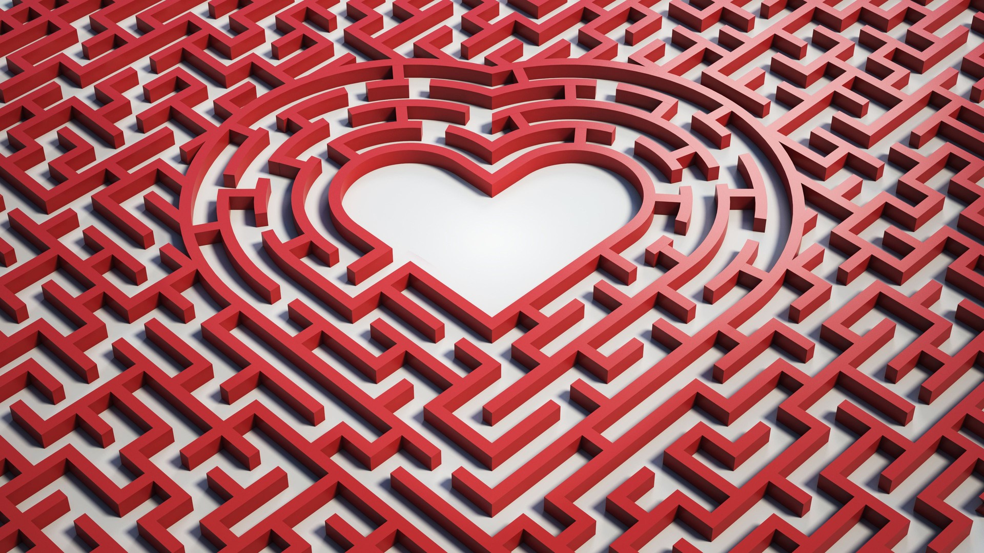 Heart maze, 3d isolated illustration